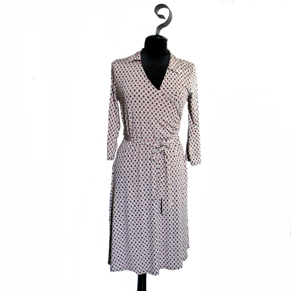 Janette Fashion Faux Wrap Print Stretch Dress Size